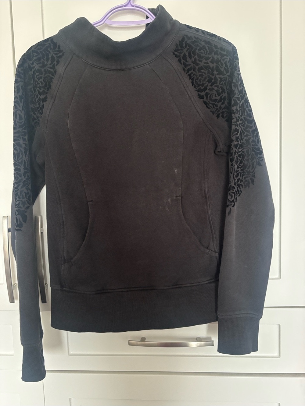 lululemon athletica Black Half-Zip Pullover with Floral Shoulder Print - Picture 4 of 7